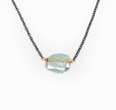 Oxidized Chain and Thin Teal Diamond