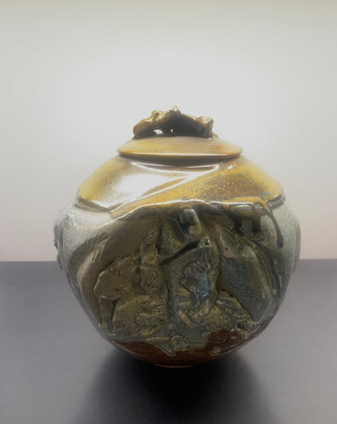 Small Sculpted Vessel with Lid