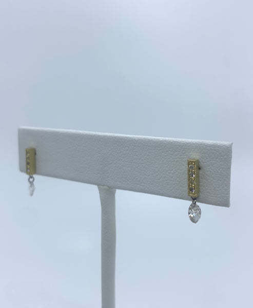 Bar Earrings with Marquise Drop
