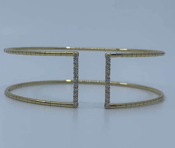 Yellow Gold Pave Band at Square Finish Bracelet