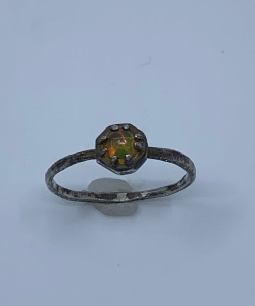 Oxidized Silver Opal Ring