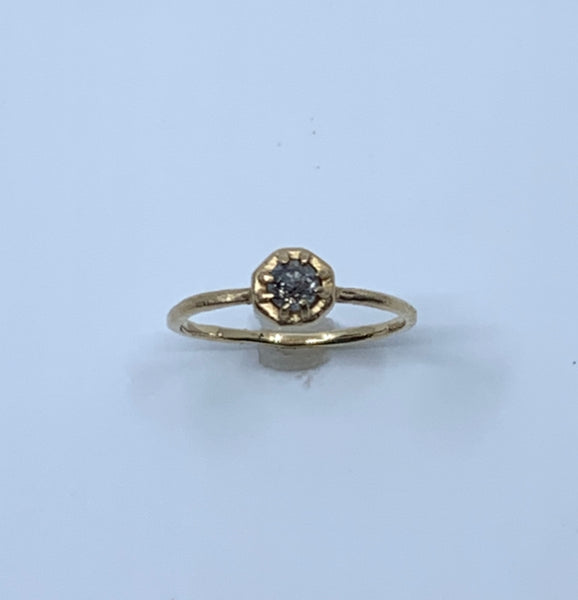 Yellow Gold with Grey Diamond Ring
