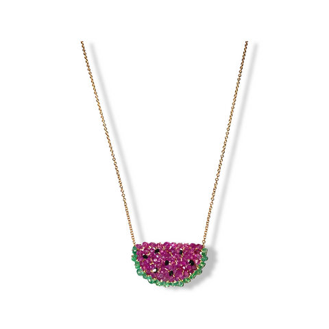 Diamond and Emerald Watermelon Necklace