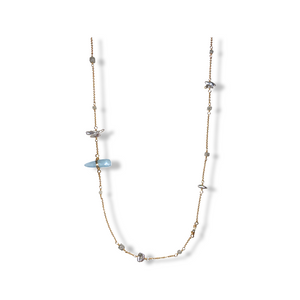 Aquamarine Diamond and Pearl Necklace