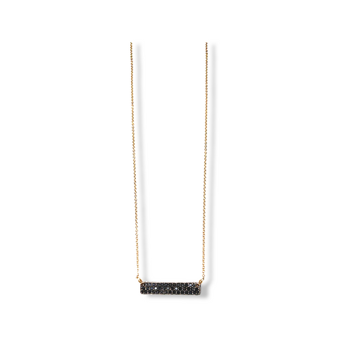 Black Diamond Pave Bar Necklace