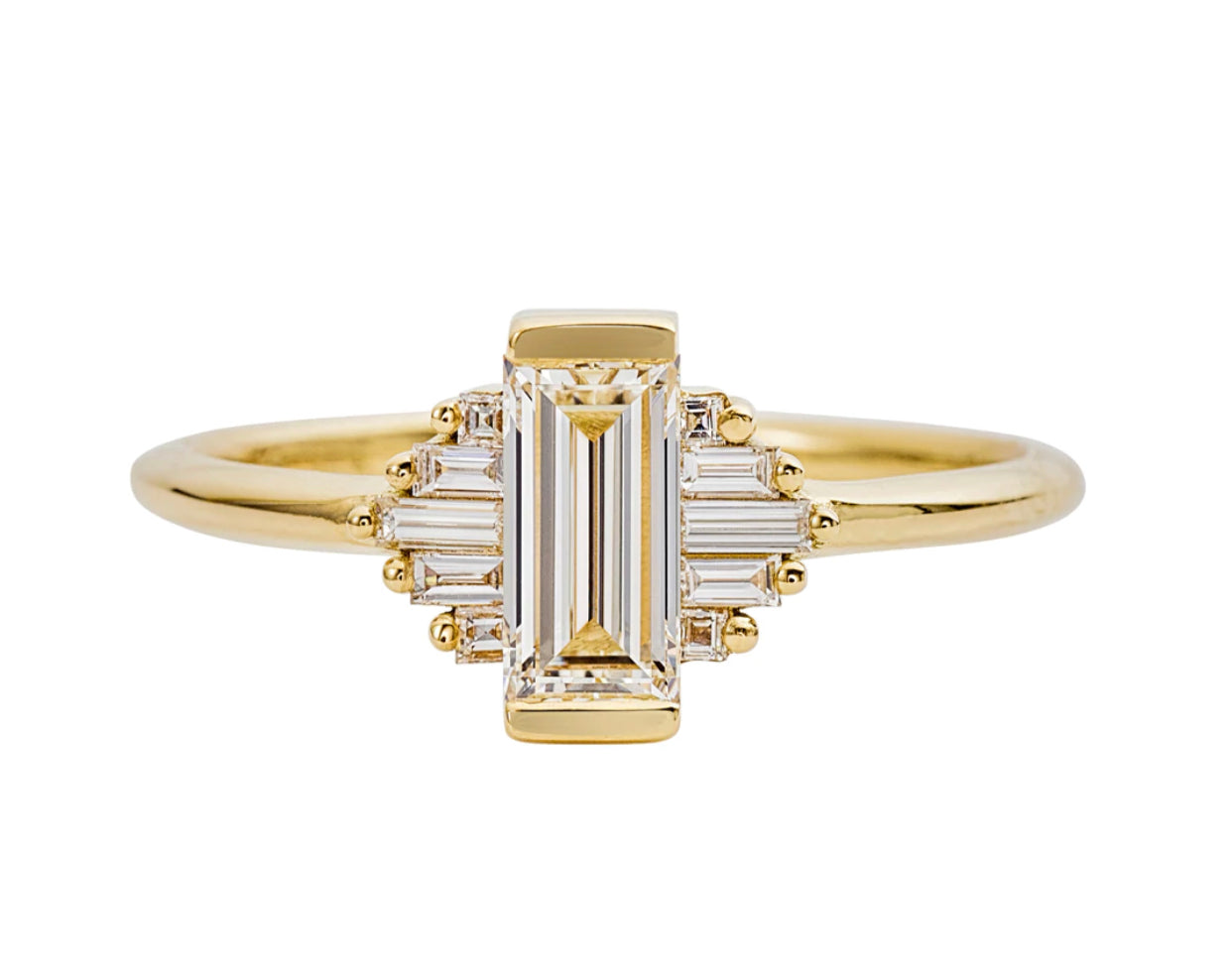 Classic Art Deco Engagement Ring with Baguette Cut Diamonds