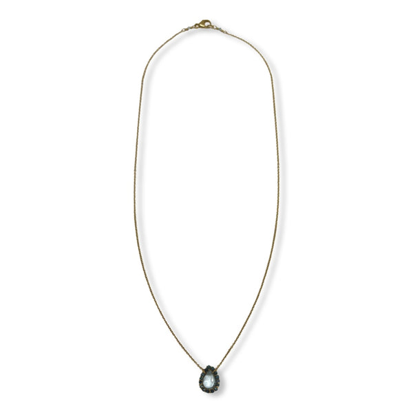 Aquamarine and Blue Diamond Pear Necklace