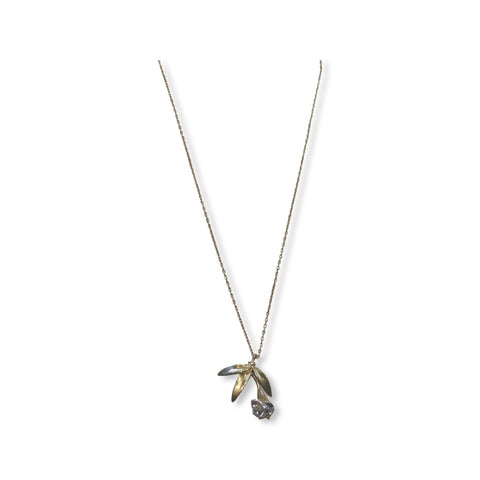 Wildflower Pendant with Pearls on Gold Chain Necklace