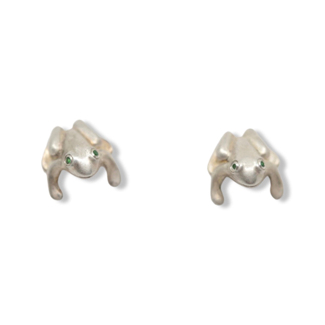 Silver Frog Stud Earrings