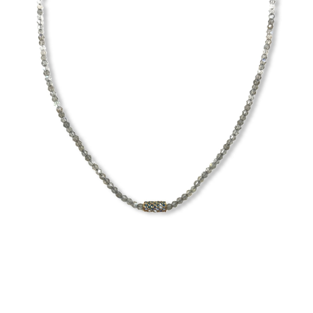 Labradorite and Teal Diamond Necklace