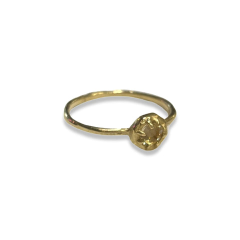 Yellow Gold with Champagne Quartz Ring