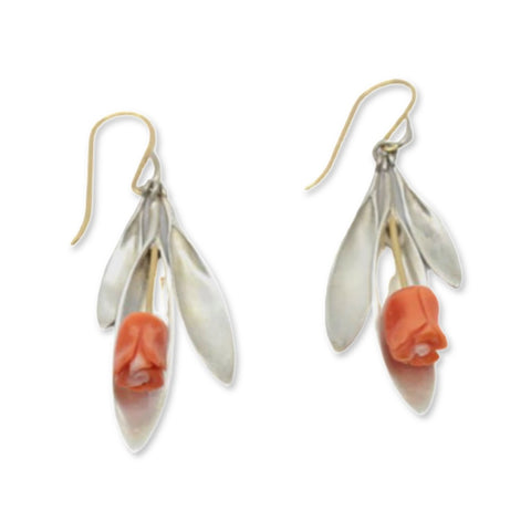 Red Coral Tulip Earrings