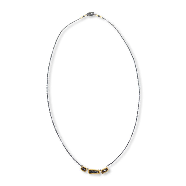 14k Yellow Gold and Black Diamond Necklace
