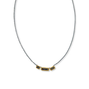 14k Yellow Gold and Black Diamond Necklace