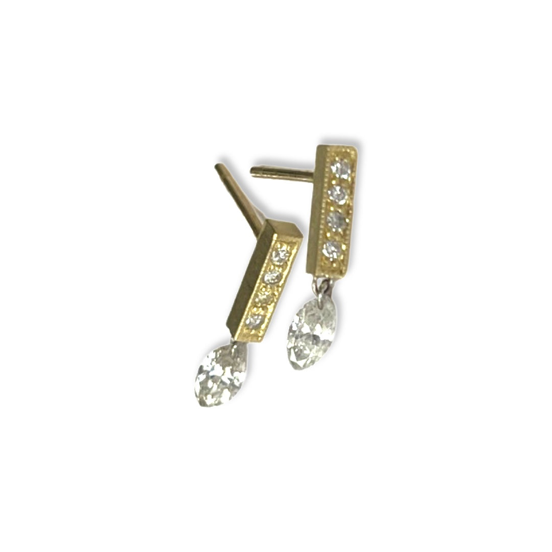 Bar Earrings with Marquise Drop