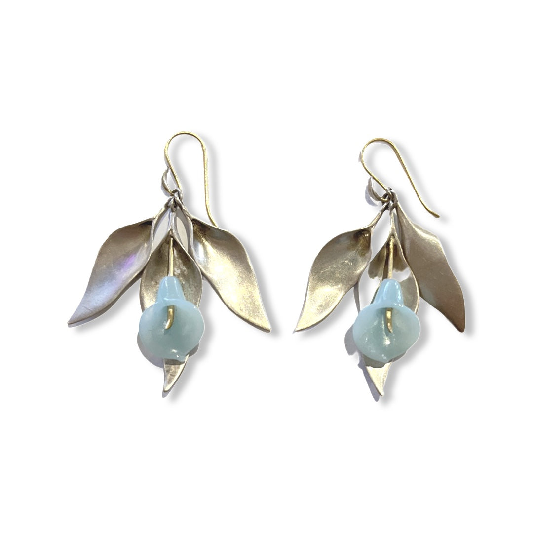 Silver and Blue Cala Lily Earrings