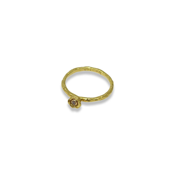 Gold Flower and Black Cobalt Chrome Stacker Ring