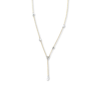 Round Diamond with Dangling Pear shaped Diamond Drop Necklace