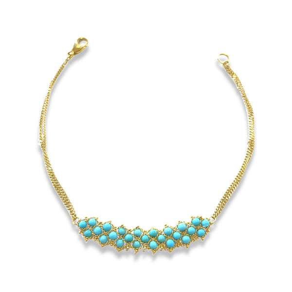 Turquoise and gold woven bracelet