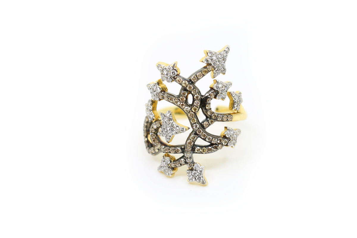 Rhinestone flower ivy ring hot sale