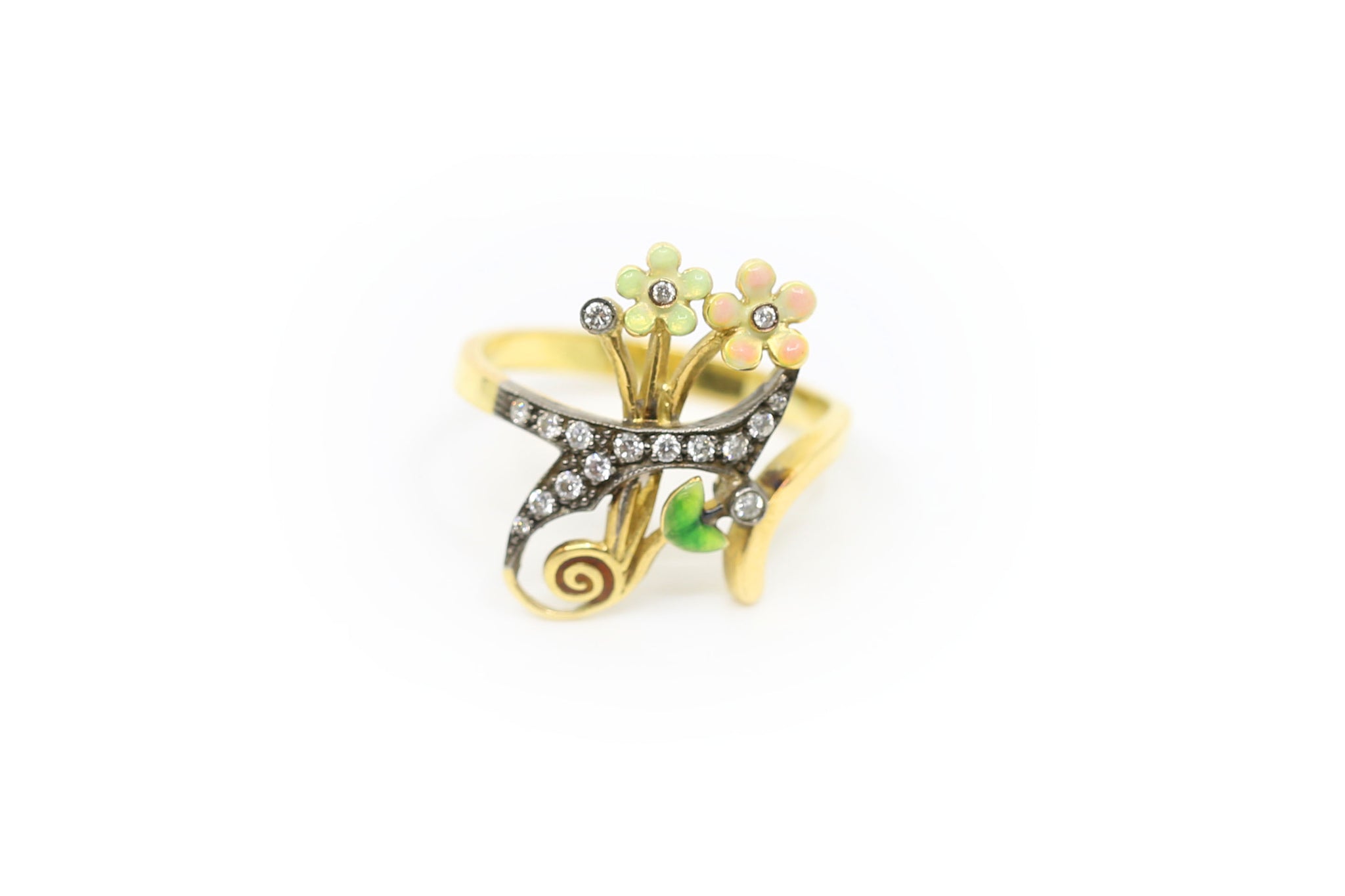 Green and Pink Flower Ring