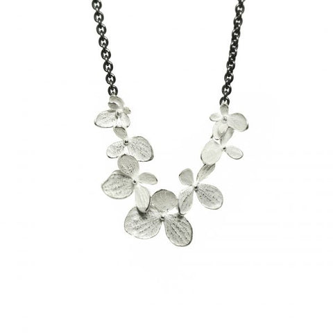 Multi Hydrangea Silver Necklace