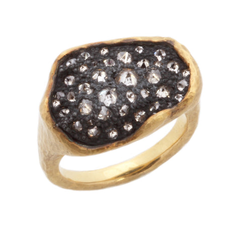 Inverted Diamond Yellow Gold Ring
