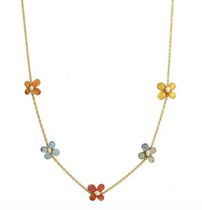 Multi Color Sapphire Flower Necklace