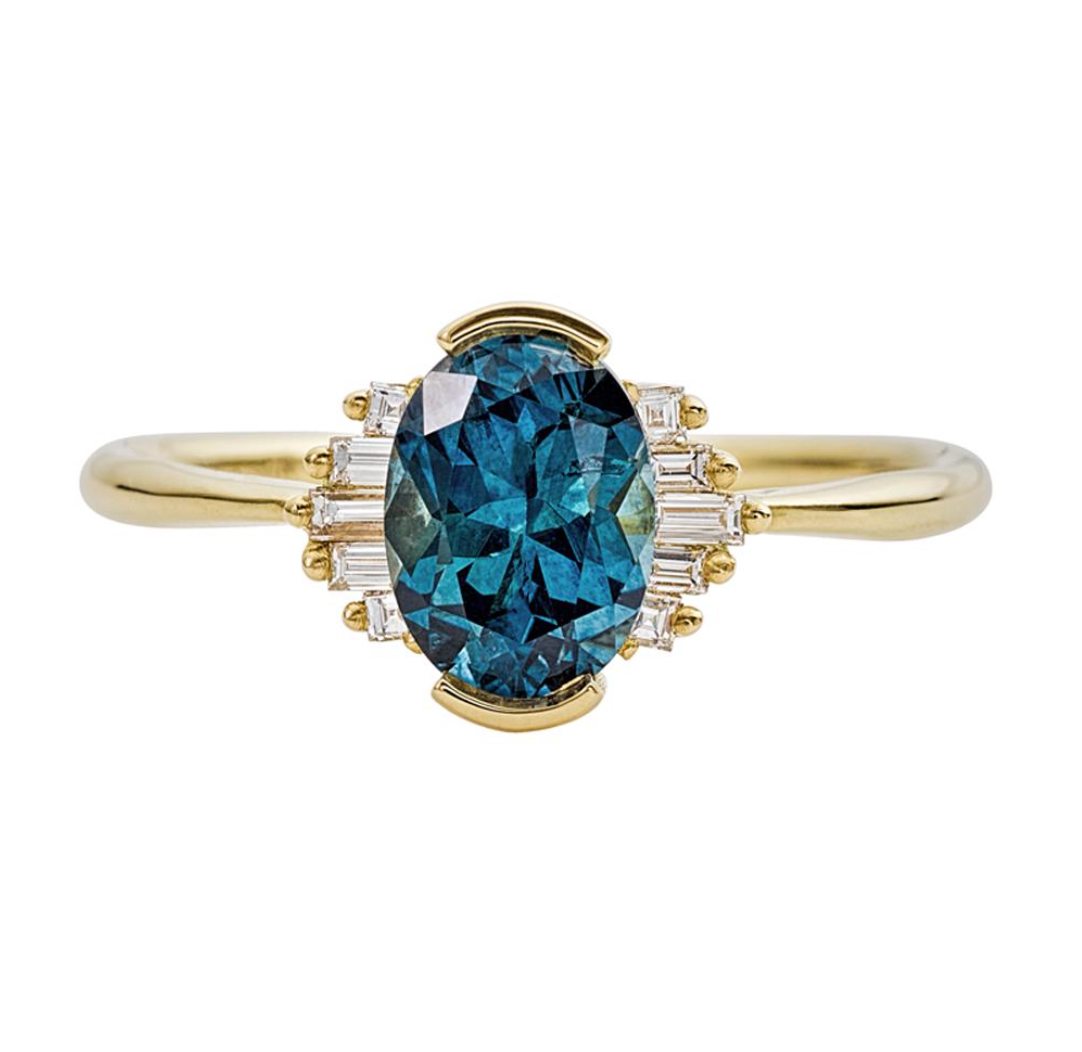 One of a Kind Teal Sapphire Ring