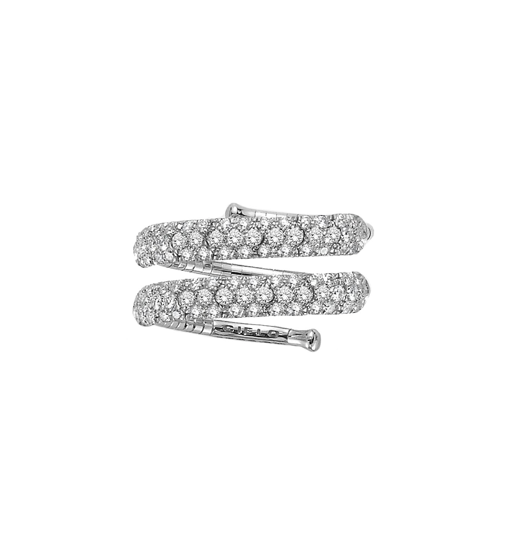 2 Band White Gold and White Diamond Pave Ring