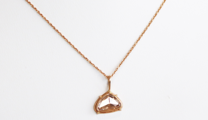 Diamond Pendant with Fine Rose Gold Chain Necklace
