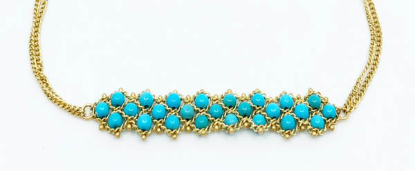 Turquoise and gold woven bracelet