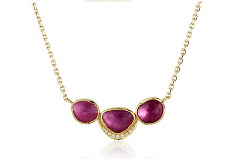 Sapphires with Diamond with Gold Necklace