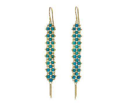 Turquoise textile drop earrings