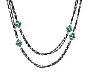 Turquoise and Oxidized Silver Chain Necklace