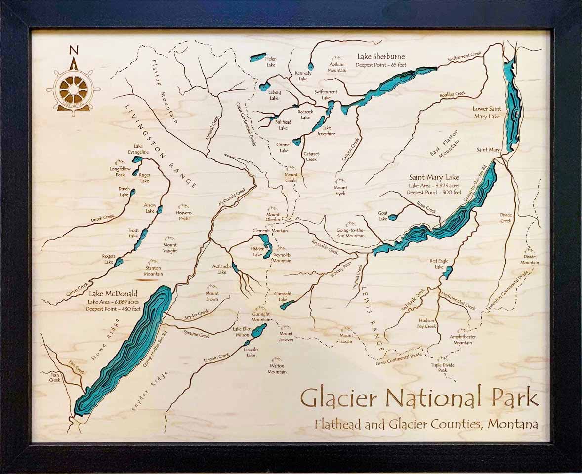 Etched Wall Art - Glacier National Park - Small