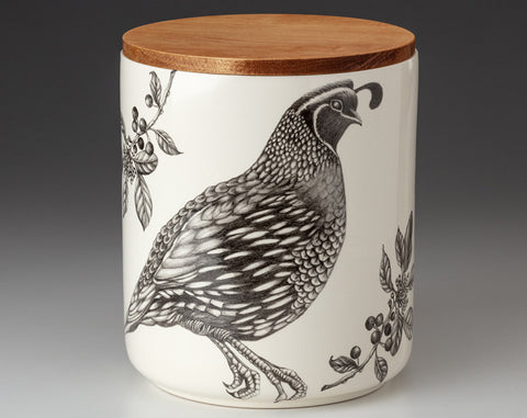 Large Canister with Lid: Quail #1