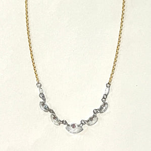 14k Yellow Gold Necklace with 7 Marquise Diamonds