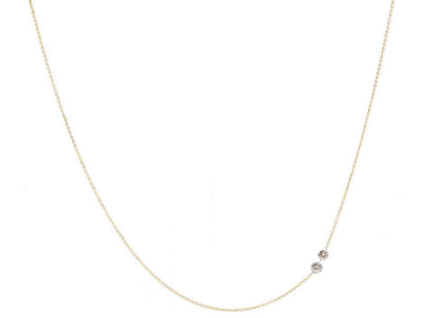 18k yellow gold necklace with Two Free Set Round Diamonds Necklace