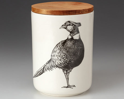 Medium Canister with Lid: Pheasant #1