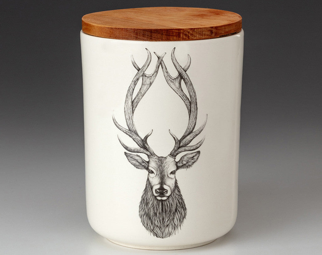 Medium Canister with Lid: Red Stag