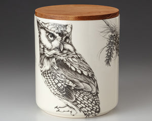 Large Canister with Lid: Screech Owl #1