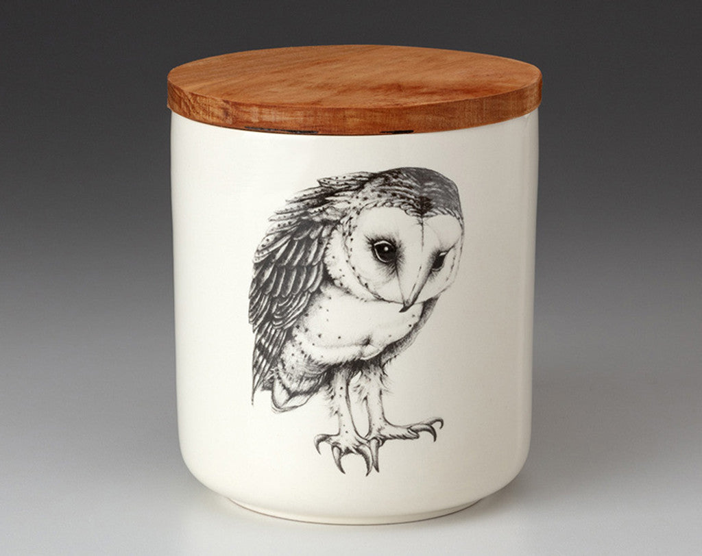Small Canister with Lid: Barn Owl
