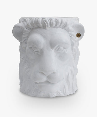 Large Lion Pot - White