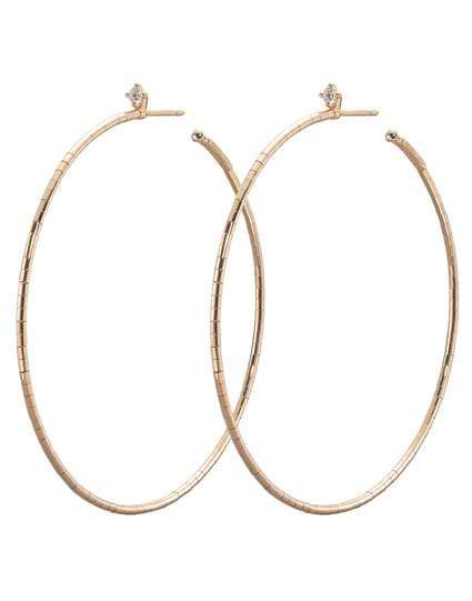 Rose Gold with one diamond Hoops