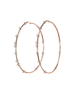 Rose Gold Hoops with 18 Diamonds Earrings
