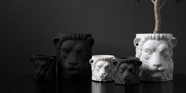 Large Lion Pot - Black