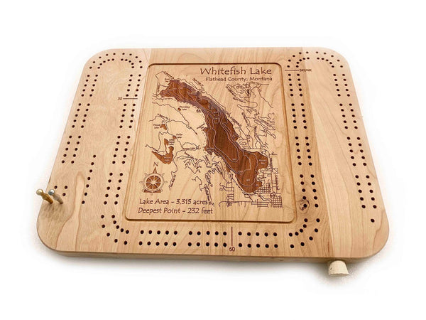 Etched Cribbage Board - Whitefish