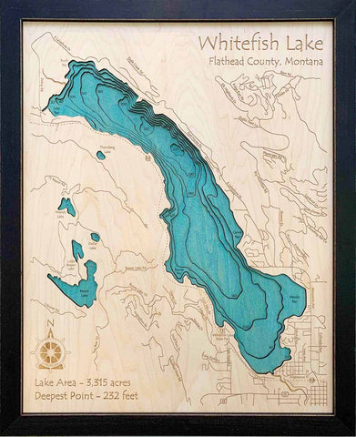 Etched Wall Art - Whitefish Lake - Small